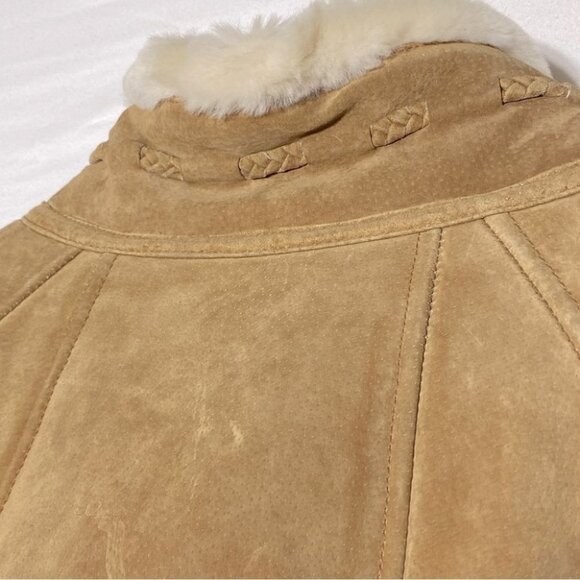 Gallery Leather Tan Suede Long Coat With Faux Sherpa Lining L - Picture 7 of 15